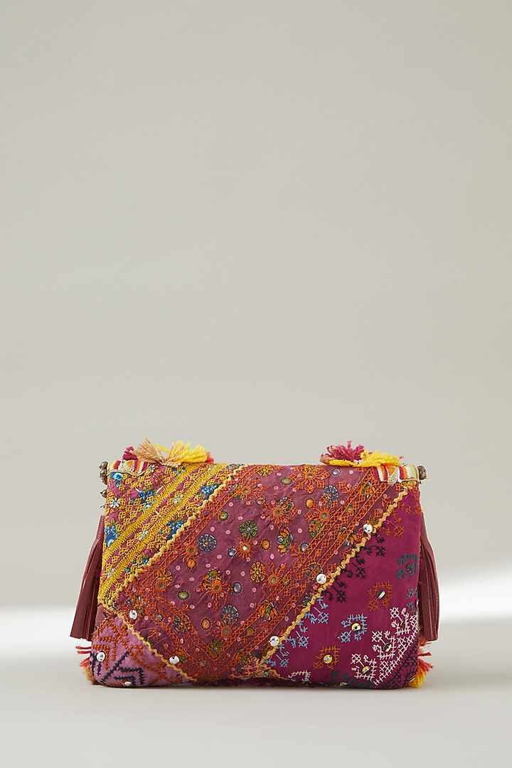 Multi-Coloured Vintage Banjara Embroidered Clutch by Vipul Shah Bags at Pernia's Pop Up Shop