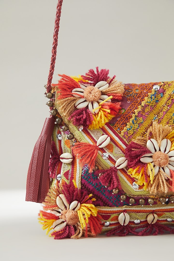 Multi-Coloured Vintage Banjara Embroidered Clutch by Vipul Shah Bags at Pernia's Pop Up Shop