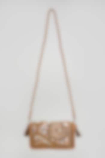 Brown Banjara Patch Fabric Tassels & Thread Embroidered Handcrafted Sling Bag by Vipul Shah Bags