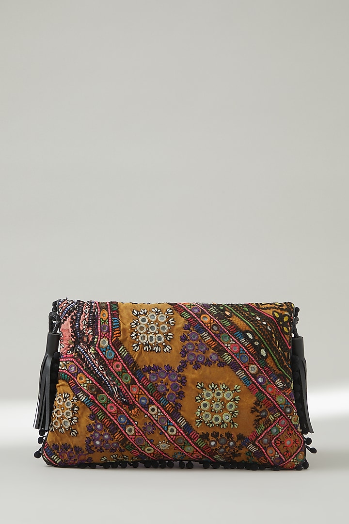 Black Vintage Banjara Embroidered Clutch by Vipul Shah Bags at Pernia's Pop Up Shop