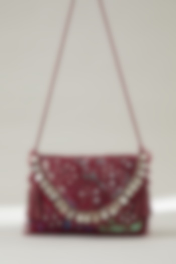 Red Vintage Banjara Embroidered Clutch by Vipul Shah Bags
