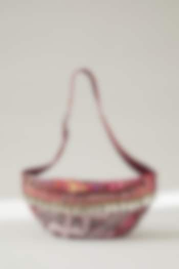 Burgundy Vintage Banjara Embellished Belt Bag by Vipul Shah Bags at Pernia's Pop Up Shop