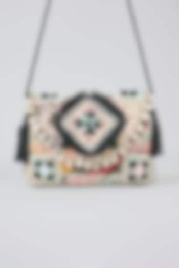 Black Banjara Patch Fabric Thread Embroidered Handbag by Vipul Shah Bags at Pernia's Pop Up Shop