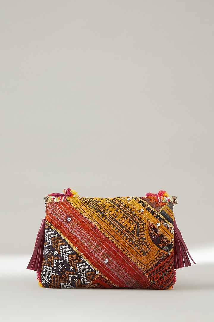 Multi-Coloured Vintage Banjara Embroidered Clutch by Vipul Shah Bags at Pernia's Pop Up Shop