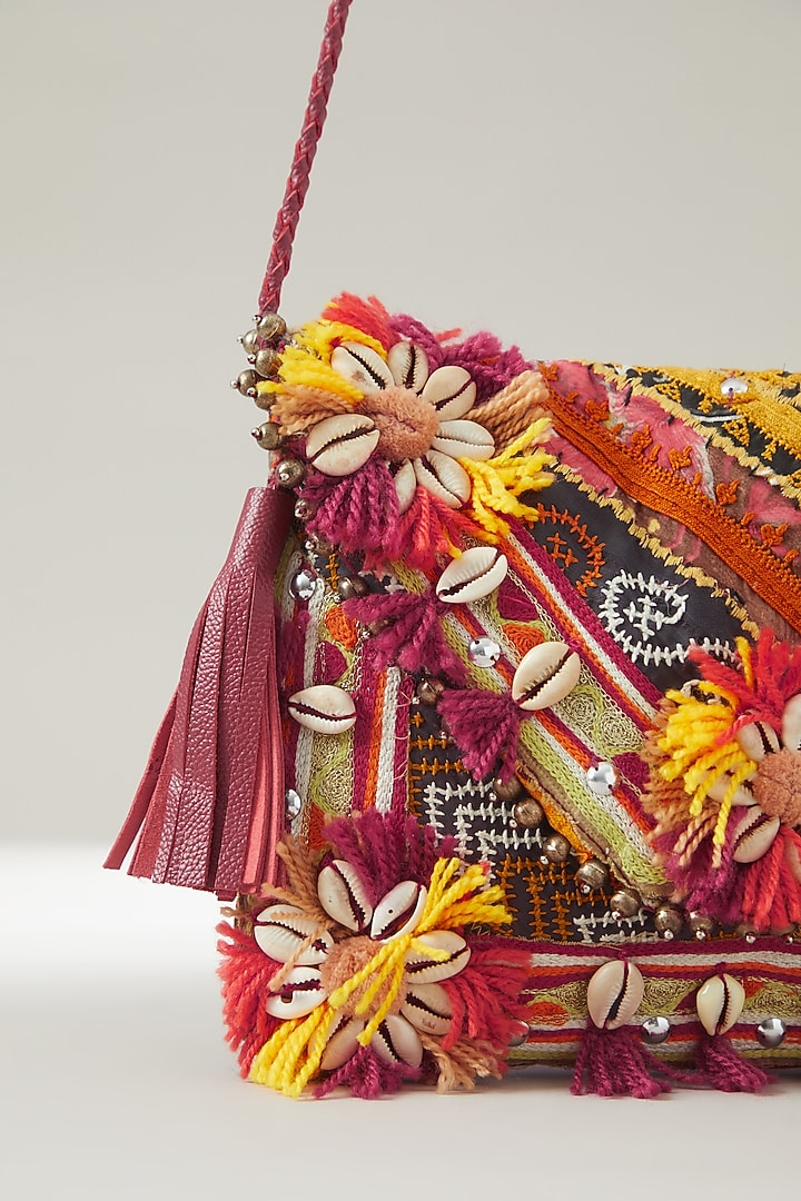Multi-Coloured Vintage Banjara Embroidered Clutch by Vipul Shah Bags at Pernia's Pop Up Shop