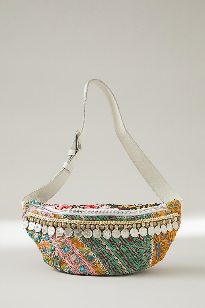 Multi-Coloured Vintage Banjara Embellished Belt Bag by Vipul Shah Bags
