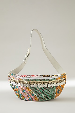 Multi-Coloured Vintage Banjara Embellished Belt Bag by Vipul Shah Bags