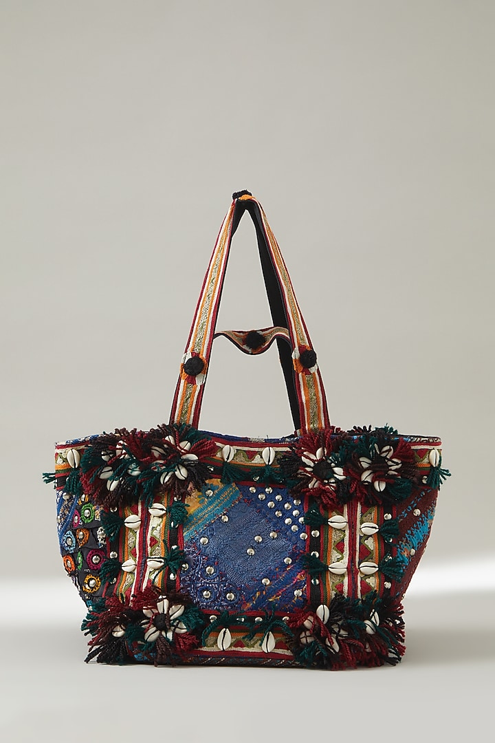 Multi-Coloured Vintage Banjara Embellished Tote Bag by Vipul Shah Bags at Pernia's Pop Up Shop