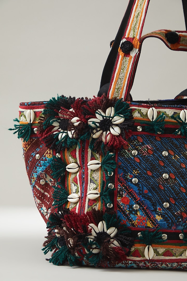 Multi-Coloured Vintage Banjara Embellished Tote Bag by Vipul Shah Bags at Pernia's Pop Up Shop