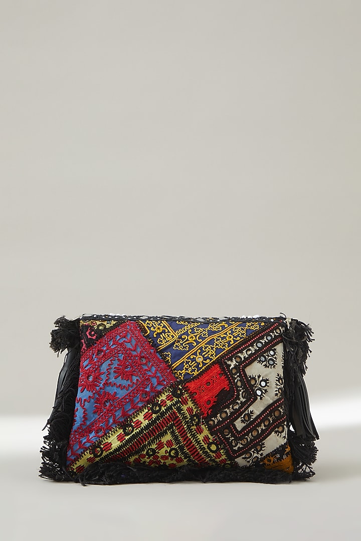 Black Vintage Banjara Embroidered Clutch by Vipul Shah Bags at Pernia's Pop Up Shop