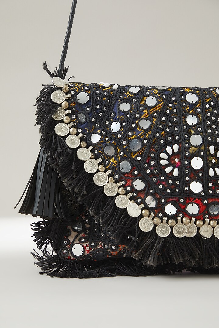 Black Vintage Banjara Embroidered Clutch by Vipul Shah Bags at Pernia's Pop Up Shop
