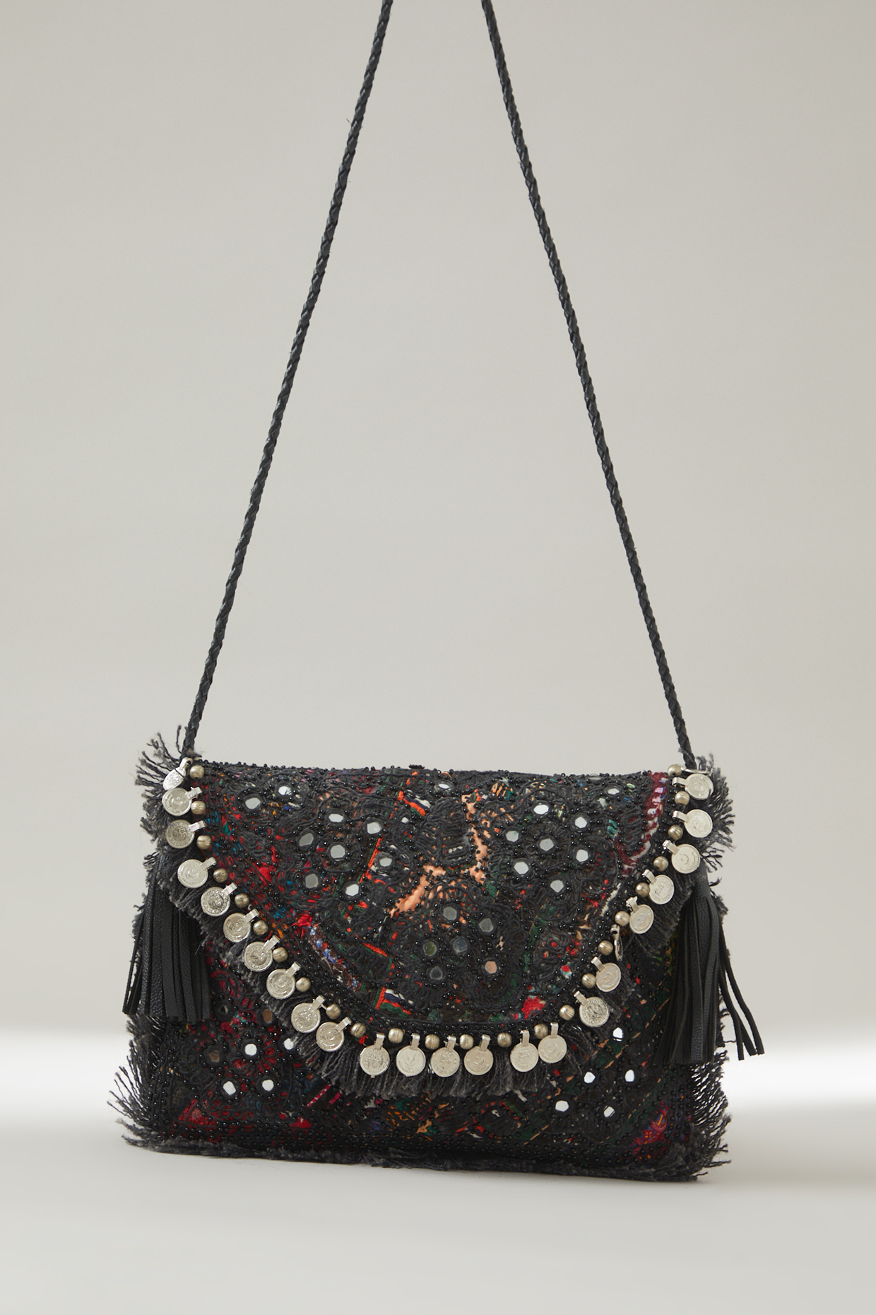 Black Vintage Banjara Embroidered Clutch by Vipul Shah Bags
