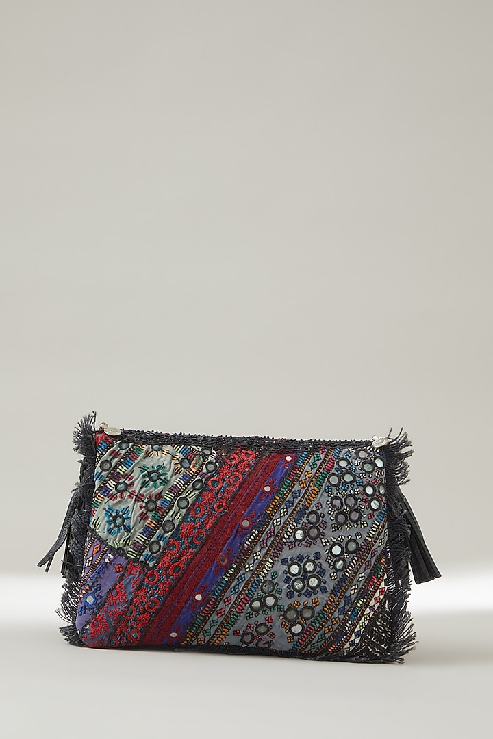 Black Vintage Banjara Embroidered Clutch by Vipul Shah Bags at Pernia's Pop Up Shop