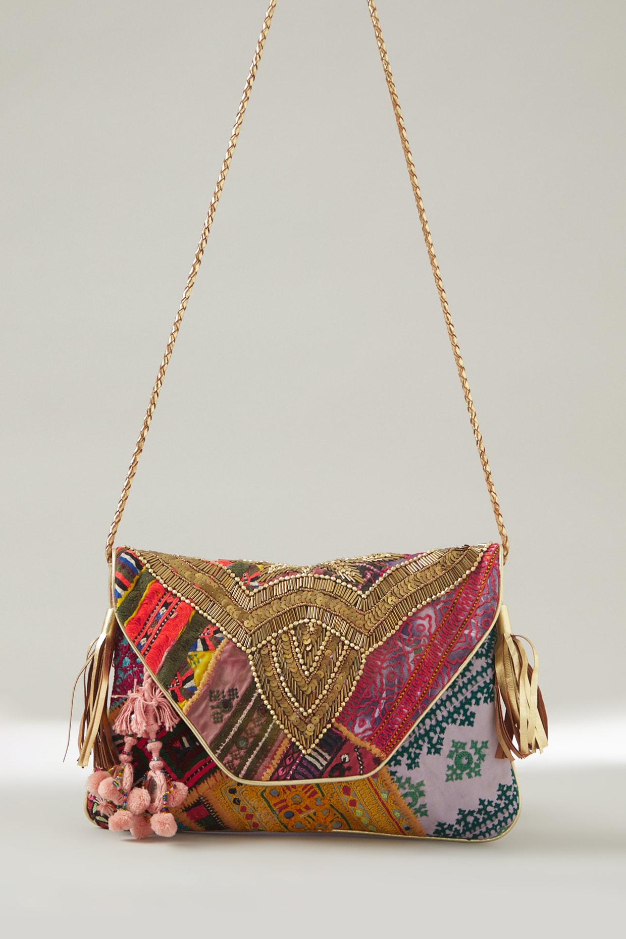 Wooden Frame Multi Color Embroidery Clutch Bag For Unique Women s