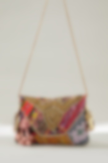 Multi-Coloured Vintage Banjara Embroidered Clutch by Vipul Shah Bags