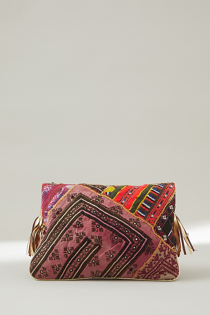 Multi-Coloured Vintage Banjara Embroidered Clutch by Vipul Shah Bags at Pernia's Pop Up Shop