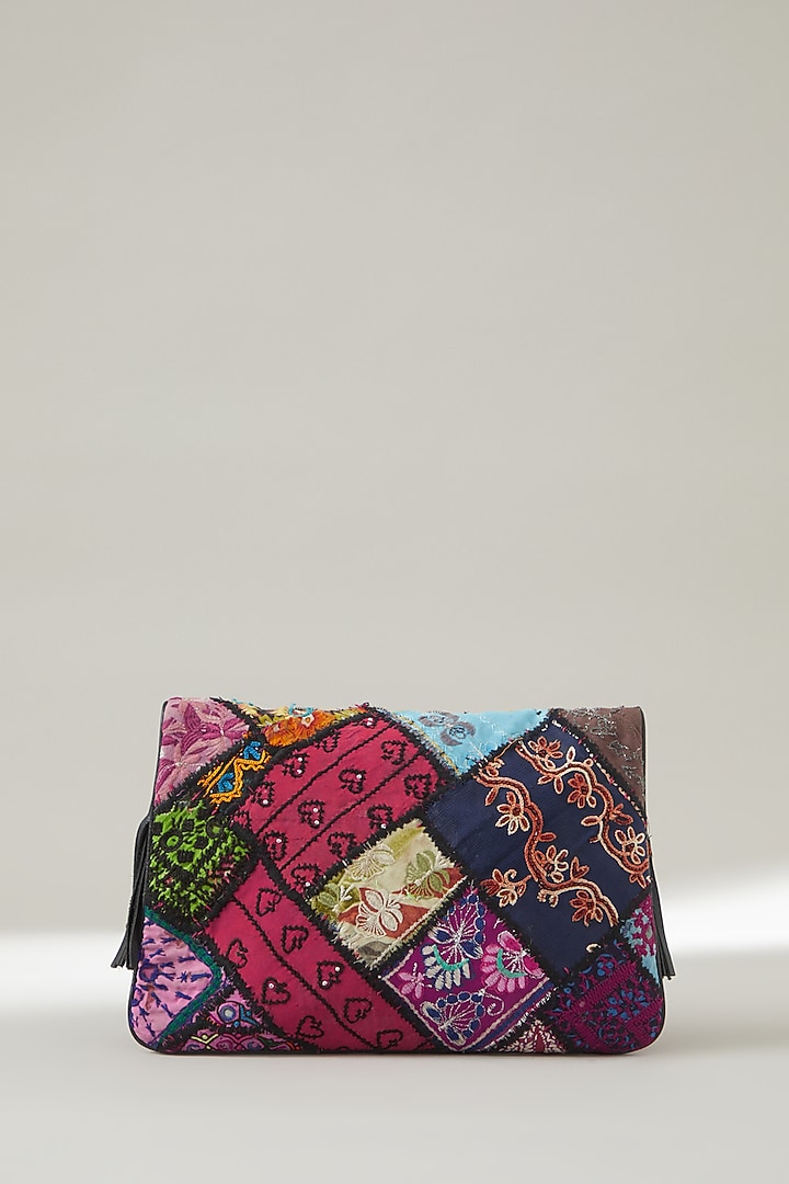 Multi-Coloured Vintage Banjara Embroidered Clutch by Vipul Shah Bags at Pernia's Pop Up Shop