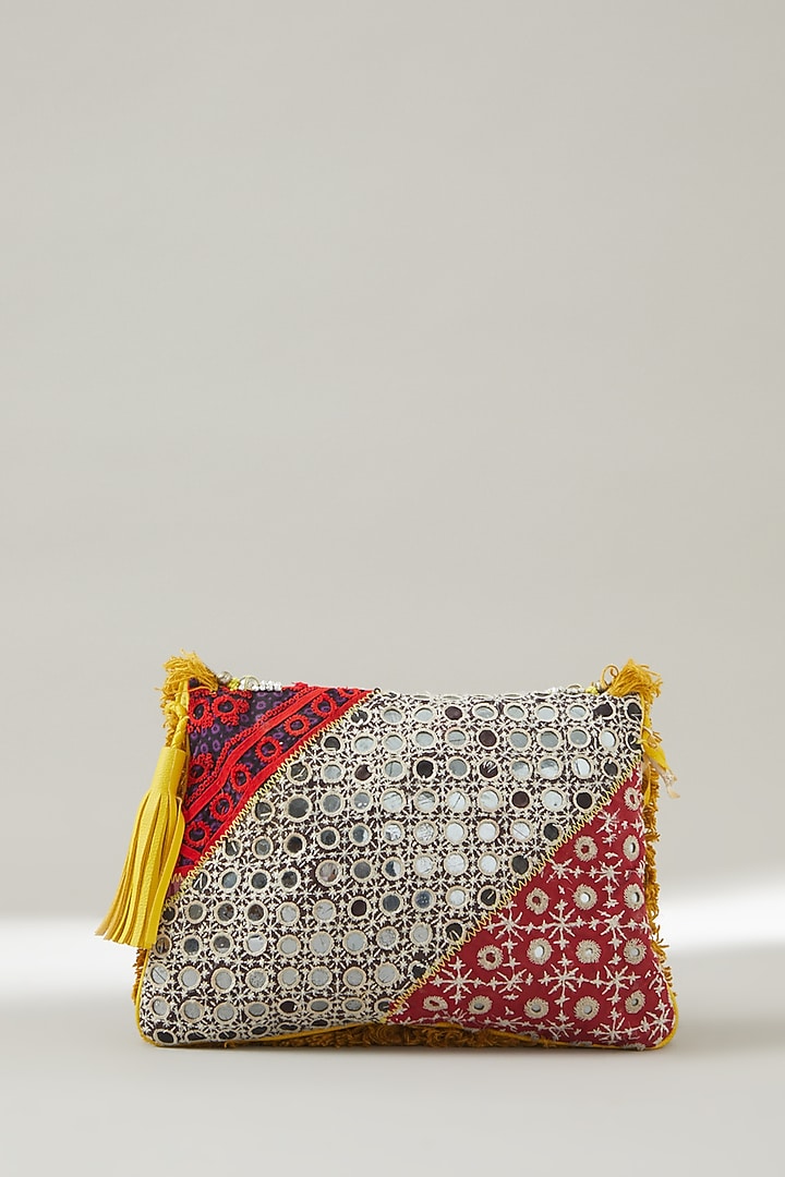 Yellow Vintage Banjara Embroidered Clutch by Vipul Shah Bags at Pernia's Pop Up Shop