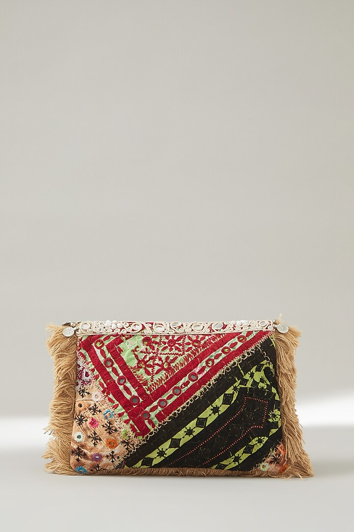 Beige Vintage Banjara Embroidered Clutch by Vipul Shah Bags at Pernia's Pop Up Shop
