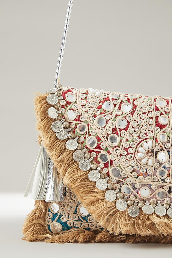 Beige Vintage Banjara Embroidered Clutch by Vipul Shah Bags at Pernia's Pop Up Shop