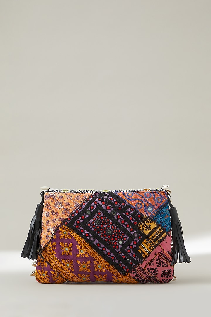 Black Vintage Banjara Embroidered Clutch by Vipul Shah Bags at Pernia's Pop Up Shop