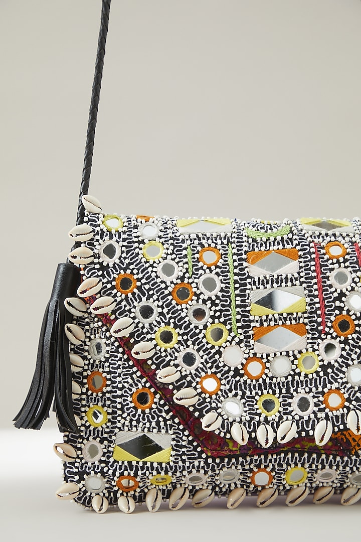 Black Vintage Banjara Embroidered Clutch by Vipul Shah Bags at Pernia's Pop Up Shop