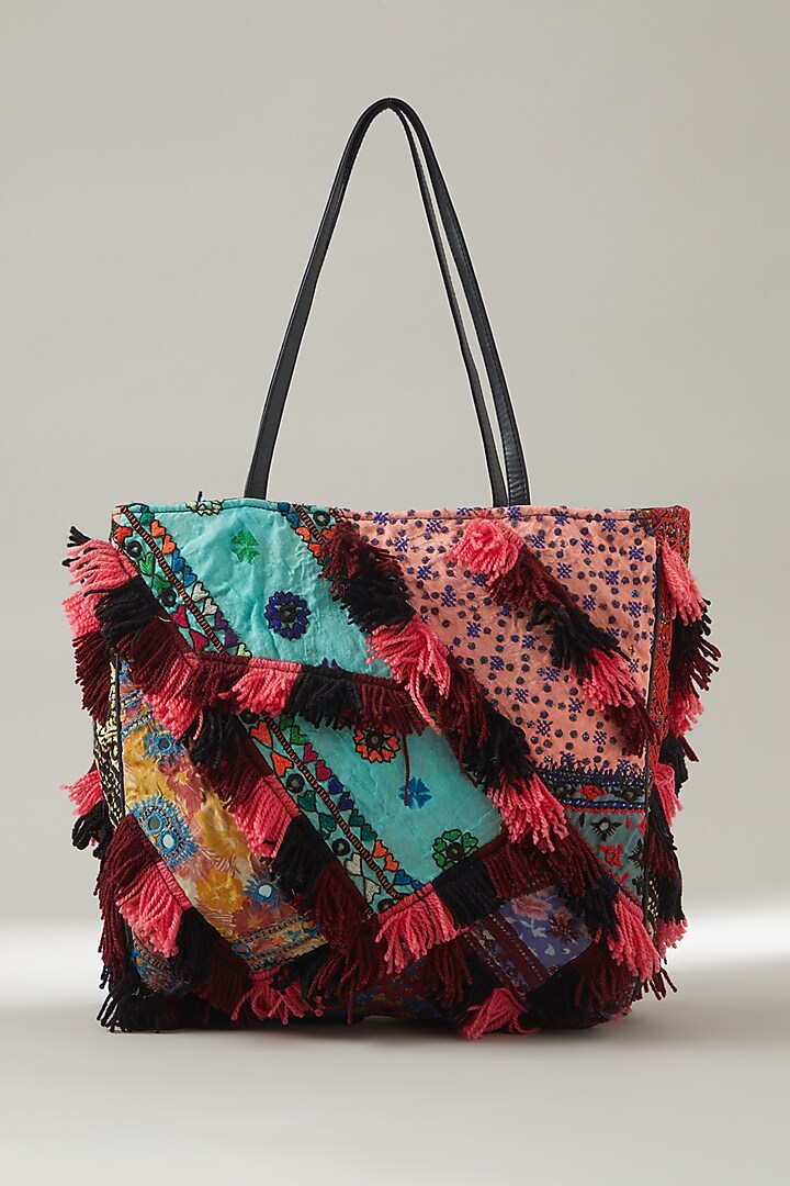 Multi-Coloured Vintage Banjara Embellished Tote Bag by Vipul Shah Bags at Pernia's Pop Up Shop
