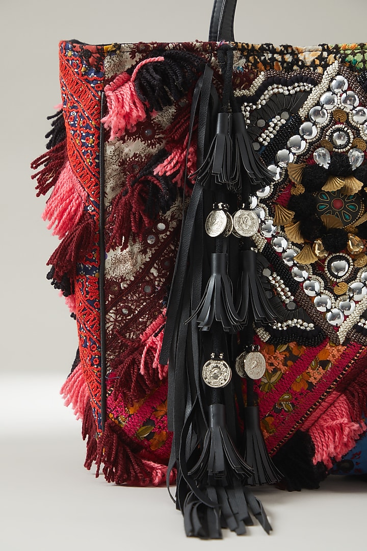 Multi-Coloured Vintage Banjara Embellished Tote Bag by Vipul Shah Bags at Pernia's Pop Up Shop
