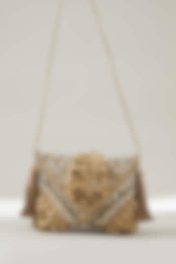 Beige Vintage Banjara Embroidered Clutch by Vipul Shah Bags