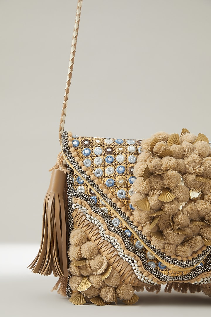 Beige Vintage Banjara Embroidered Clutch by Vipul Shah Bags at Pernia's Pop Up Shop