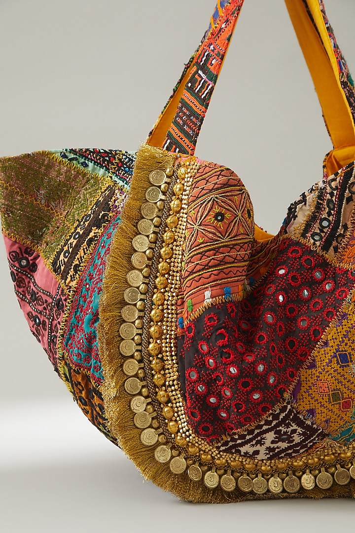 Multi-Coloured Vintage Banjara Embellished Tote Bag by Vipul Shah Bags at Pernia's Pop Up Shop
