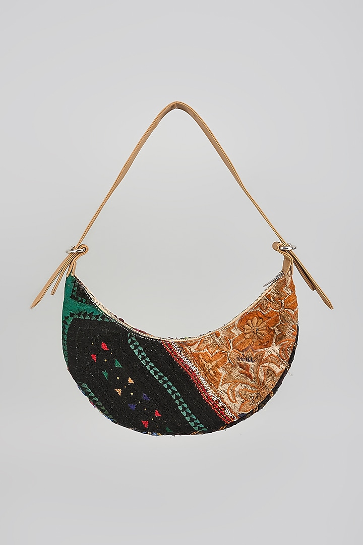 Beige Banjara Patch Fabric Tassels & Thread Embroidered Handcrafted Handbag by Vipul Shah Bags at Pernia's Pop Up Shop