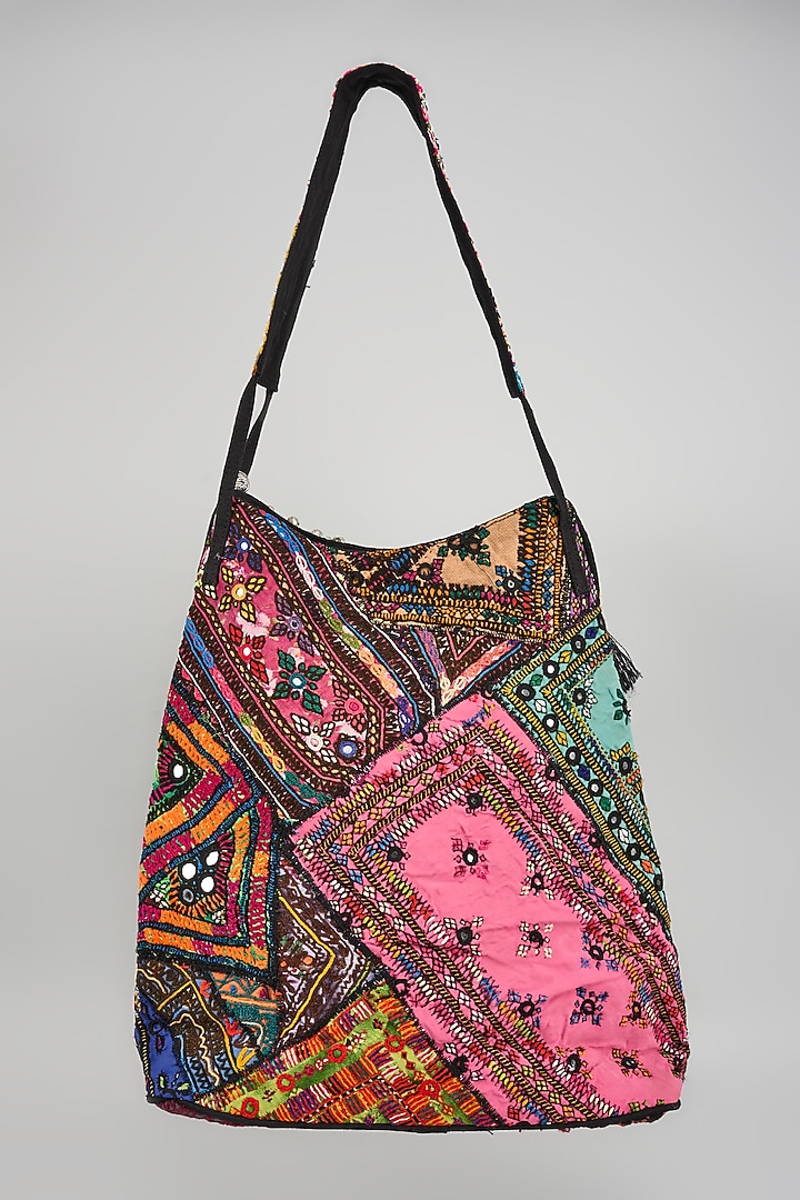 Multi-Colored Banjara Patch Fabric Embroidered Handbag by Vipul Shah Bags at Pernia's Pop Up Shop