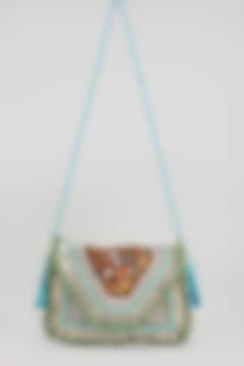Blue Banjara Patch Fabric Embroidered Handbag by Vipul Shah Bags