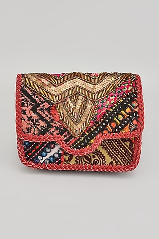 Multi-Colored Banjara Patch Fabric Embroidered Handbag by Vipul Shah Bags