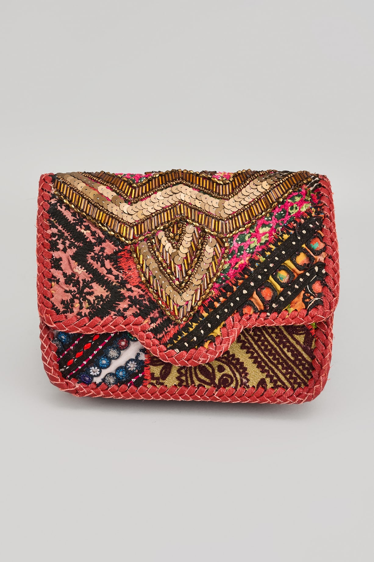 Multi-Colored Banjara Patch Fabric Embroidered Handbag by Vipul