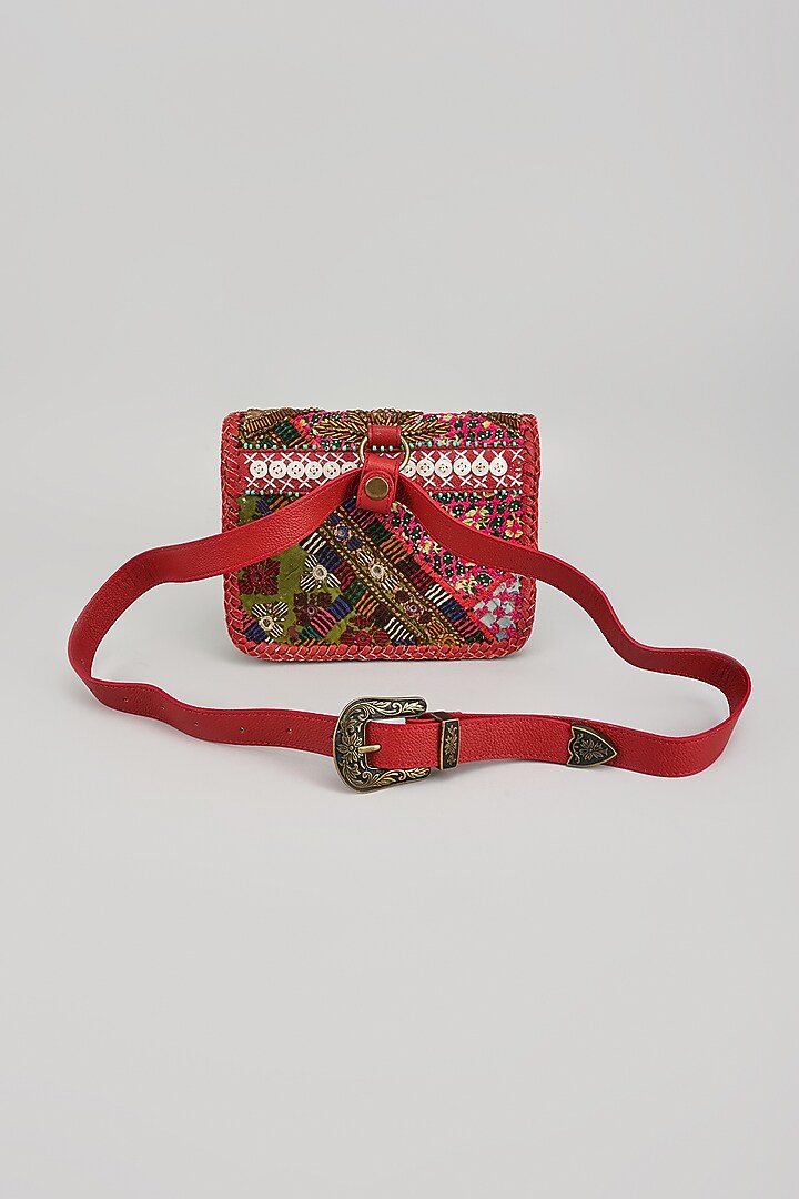 Multi-Colored Banjara Patch Fabric Embroidered Handbag by Vipul Shah Bags at Pernia's Pop Up Shop
