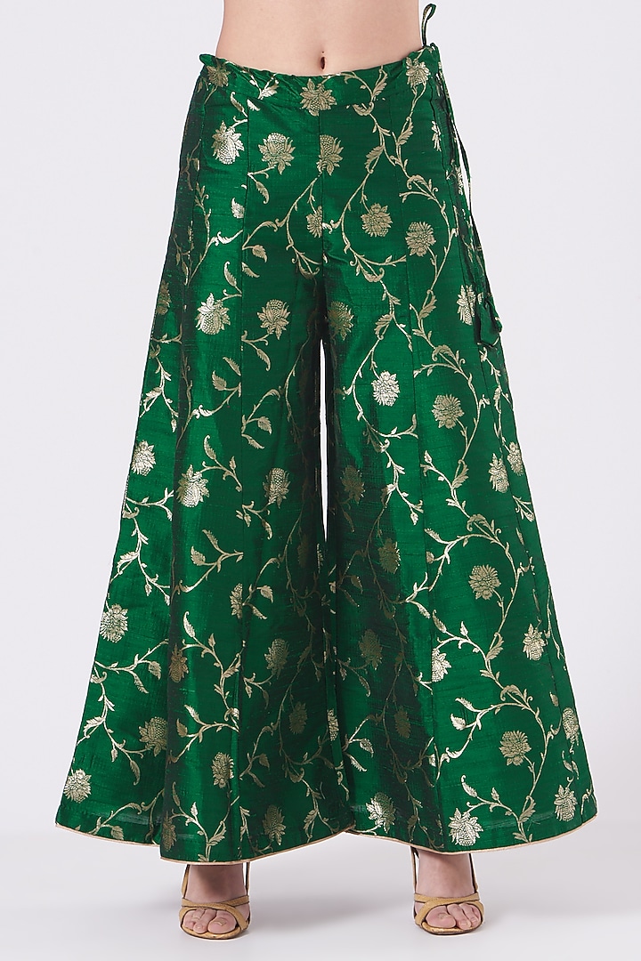 Emerald Green Silk Wedding Sharara Set by Pinki Sinha at Pernia's Pop Up Shop