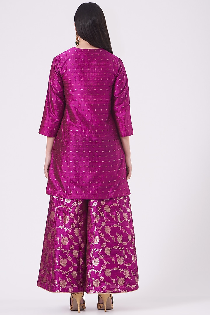 Magenta Silk Wedding Sharara Set by Pinki Sinha at Pernia's Pop Up Shop