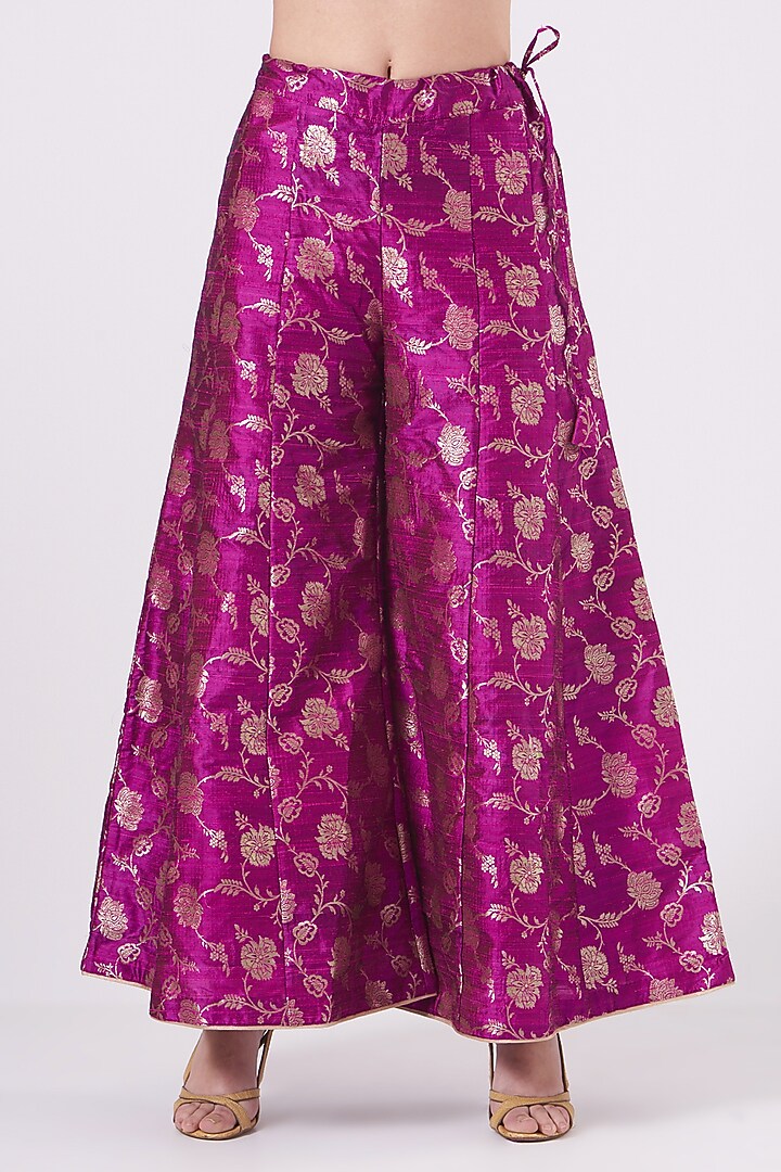 Magenta Silk Wedding Sharara Set by Pinki Sinha at Pernia's Pop Up Shop