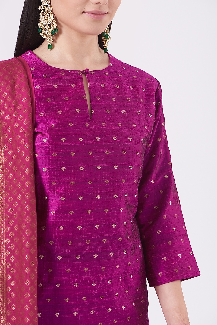 Magenta Silk Wedding Sharara Set by Pinki Sinha at Pernia's Pop Up Shop