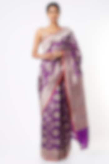 Purple Handwoven Pure Banarasi Silk Saree by Vishwa by Pinki Sinha