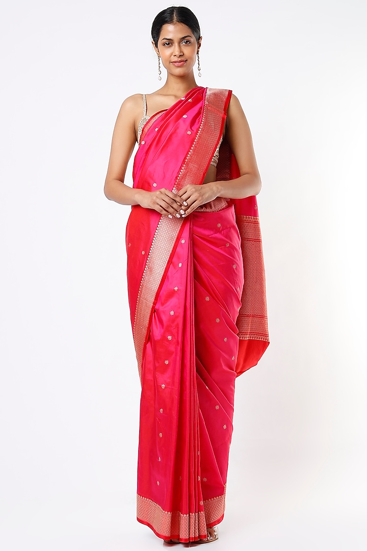 Fuchsia Handwoven Silk Saree by Pinki Sinha