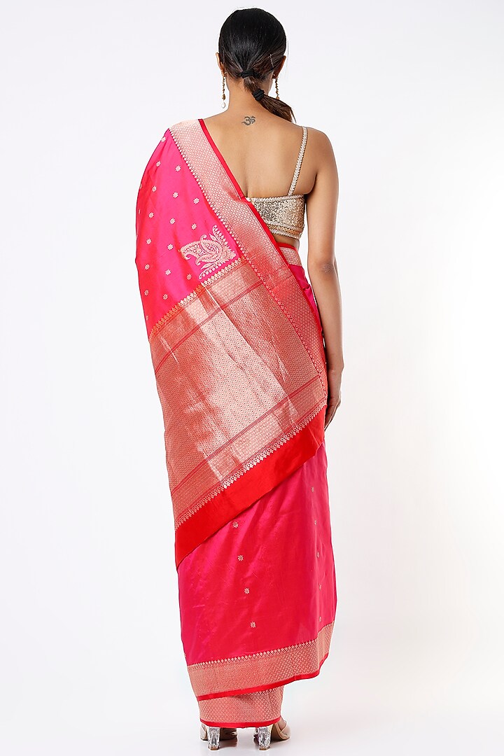 Fuchsia Handwoven Silk Party Wear Saree by Pinki Sinha at Pernia's Pop Up Shop