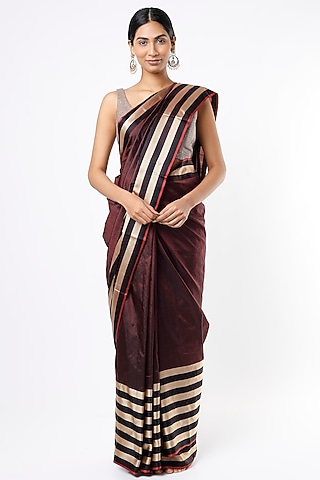Maroon Handwoven Pure Banarasi Silk Saree by Pinki Sinha