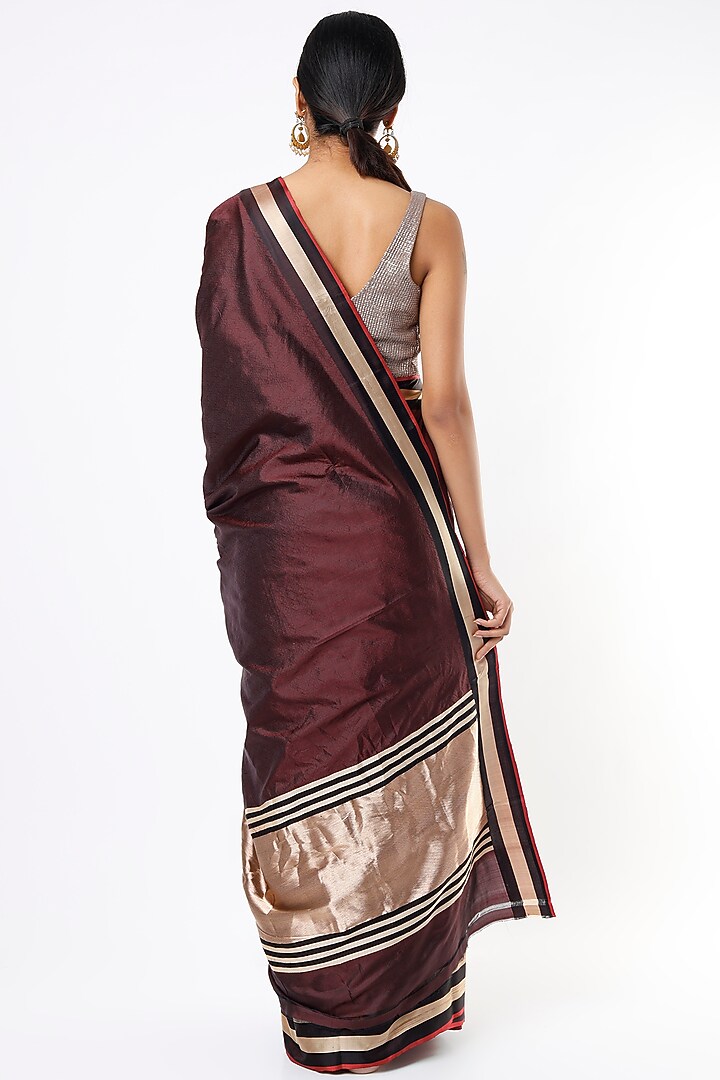 Maroon Handwoven Pure Banarasi Silk Party Wear Saree by Pinki Sinha at Pernia's Pop Up Shop