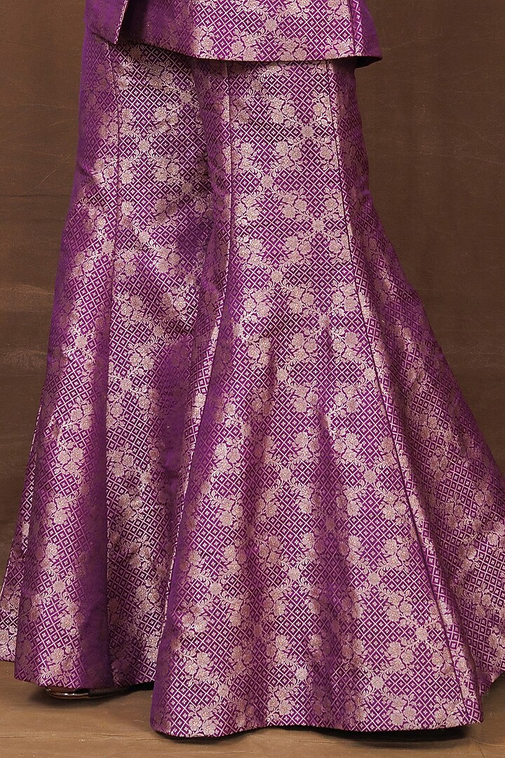 Purple Banarasi Silk Handwoven Gharara Set by Pinki Sinha at Pernia's Pop Up Shop