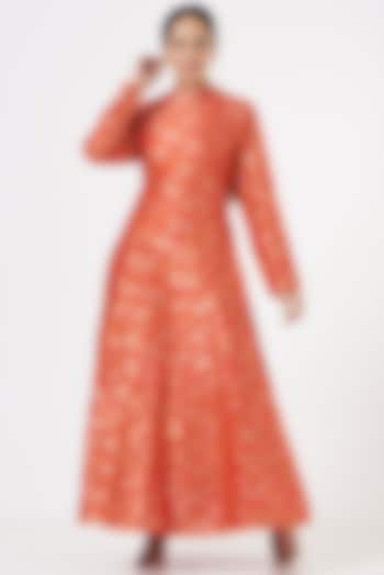 Red Printed Anarkali by Pinki Sinha at Pernia's Pop Up Shop