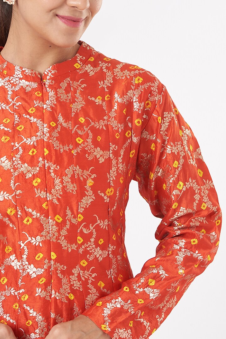 Red Printed Party Wear Anarkali by Pinki Sinha at Pernia's Pop Up Shop
