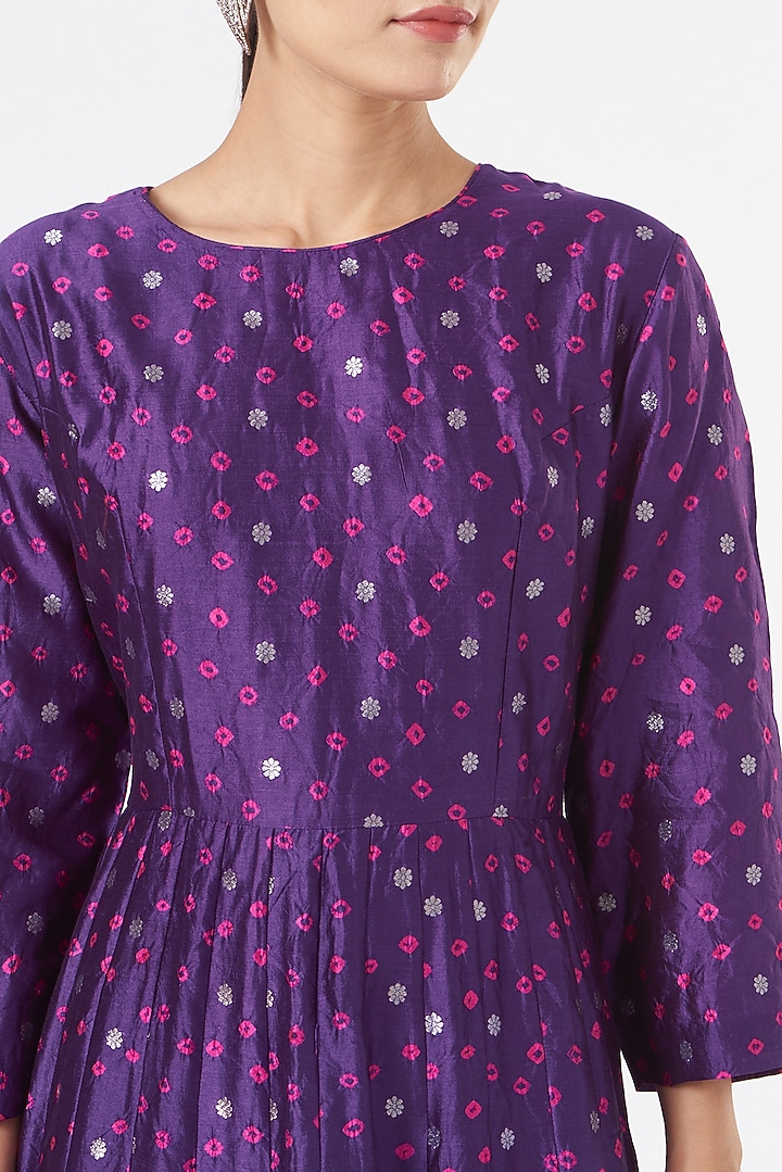 Purple Printed Party Wear Anarkali by Pinki Sinha at Pernia's Pop Up Shop